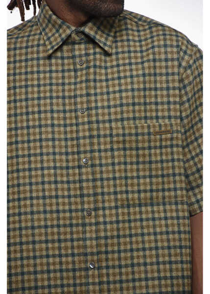 Camasi casual DARKPARK Checked Wool And Cashmere Short Sleeved Shirt With Breast Po Green Barbati (BM 19306943) 3