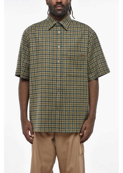 Camasi casual DARKPARK Checked Wool And Cashmere Short Sleeved Shirt With Breast Po Green Barbati (BM 19306943) 1