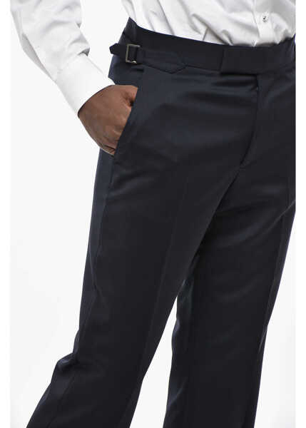 Pantaloni eleganti Vivienne Westwood Straight Leg Virgin Wool Sang Pants With Martingale Blue Barbati (BM 19306946) 3