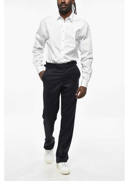 Pantaloni eleganti Vivienne Westwood Straight Leg Virgin Wool Sang Pants With Martingale Blue Barbati (BM 19306946) 4