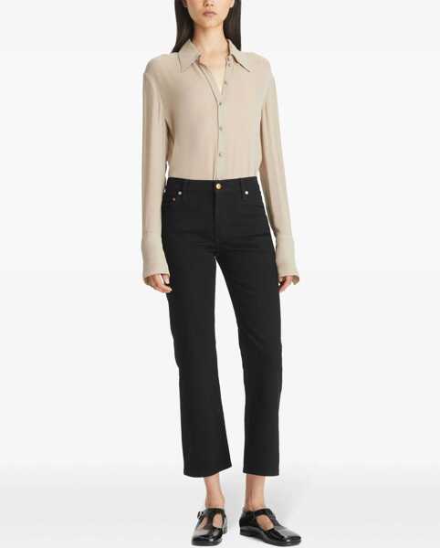 Blugi drepti Tory Burch Dark Wash Jeans With Golden Effect Button 20Cm Black Femei (BM 19307891) 2
