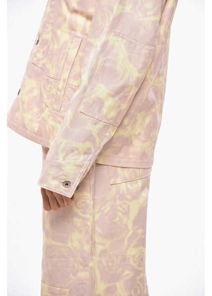 Geci de blugi Burberry Floral Patterned Denim Jacket With Corduroy Collar Pink Femei (BM 19307900) 2