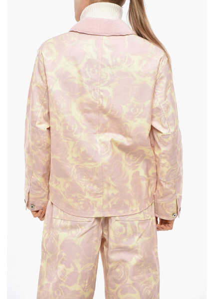 Geci de blugi Burberry Floral Patterned Denim Jacket With Corduroy Collar Pink Femei (BM 19307900) 3