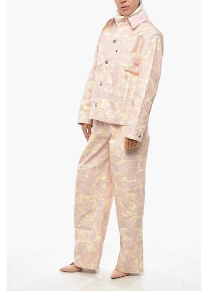 Geci de blugi Burberry Floral Patterned Denim Jacket With Corduroy Collar Pink Femei (BM 19307900) 4