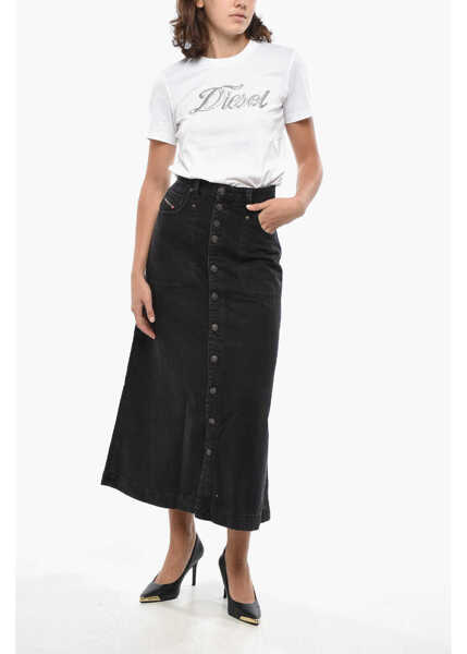 Fuste casual Diesel Library Denim Albus Skirt With Front Buttoning Black Femei (BM 19307909) 4
