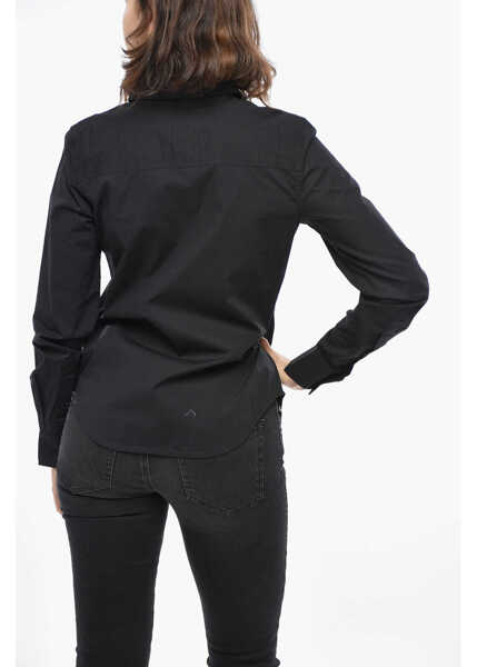 Camasi casual Diesel Popeline Gisey Shirt With Embroidered Collar Black Femei (BM 19307912) 2