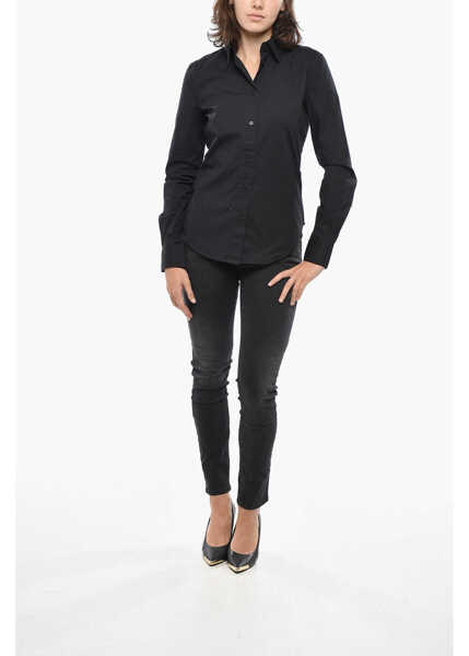 Camasi casual Diesel Popeline Gisey Shirt With Embroidered Collar Black Femei (BM 19307912) 4