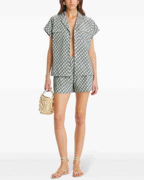 Pantaloni scurti Tory Burch Popeline Zebra Shorts With Elastic Waistband Blue Femei (BM 19307918) 2