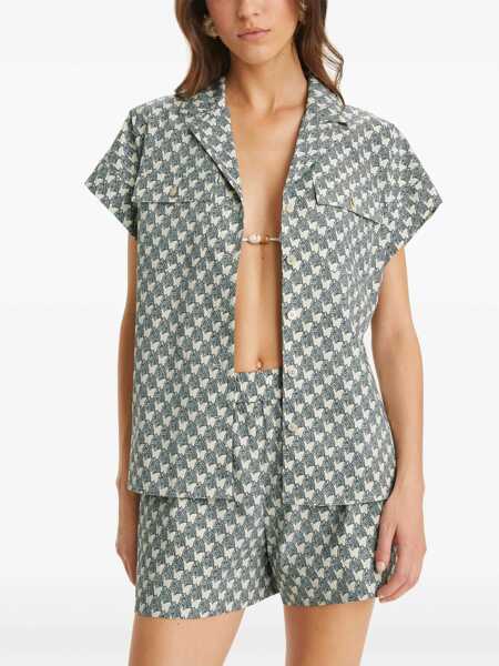 Pantaloni scurti Tory Burch Popeline Zebra Shorts With Elastic Waistband Blue Femei (BM 19307918) 4