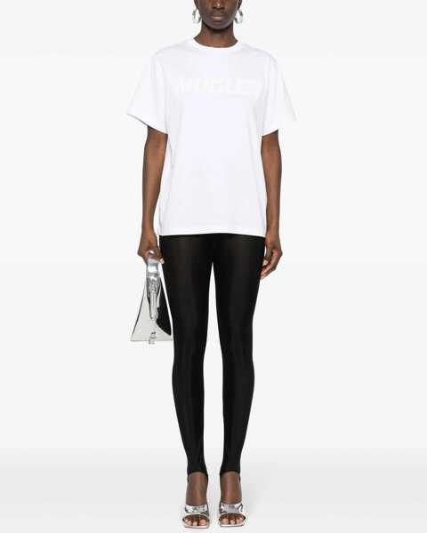 Tricouri MUGLER Crew Neck Cotton T-Shirt With Embossed Logo White Femei (BM 19307921) 2