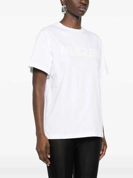 Tricouri MUGLER Crew Neck Cotton T-Shirt With Embossed Logo White Femei (BM 19307921) 3