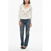 Pulovere Ermanno Scervino Dama - Pulovere Ermanno Scervino Cashmere Blend Sweater With Lace Embellishment White Femei (BM 19307924) - B-mall.ro