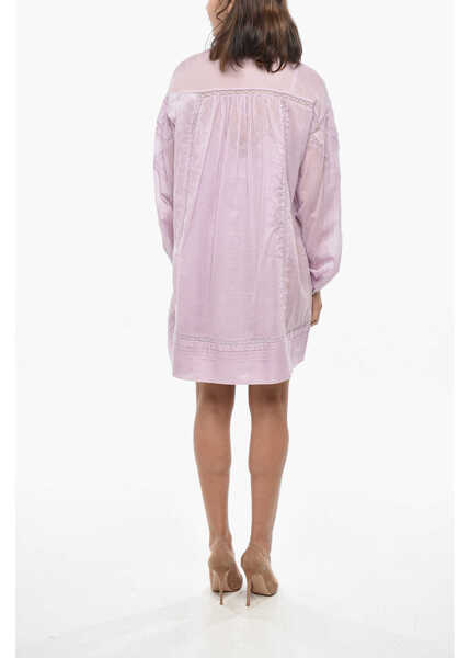 Rochii scurte Isabel Marant Etoile Cotton Galia Shirt Dress With Mesh Details Pink Femei (BM 19307933) 2