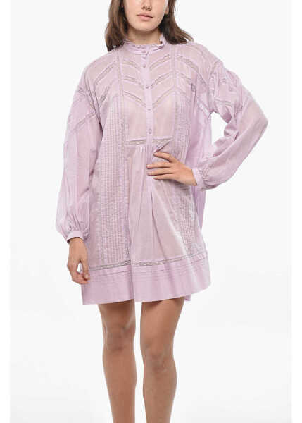 Rochii scurte Isabel Marant Etoile Cotton Galia Shirt Dress With Mesh Details Pink Femei (BM 19307933) 4