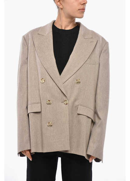 Sacouri THE ANDAMANE Double-Breasted Pixie Oversized Blazer Beige Femei (BM 19307939) 1