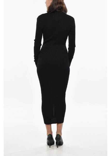 Rochii lungi Magda Butrym Embroidered Knitted Dress With Front Buttoning Black Femei (BM 19307948) 2