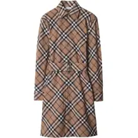 Rochii scurte Tartan Wool Blend Shirt Dress With Belt Femei