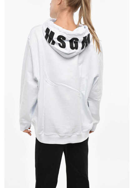 Bluze de trening MSGM Cotton Hoodie With Contrasting Logo White Femei (BM 19307963) 2