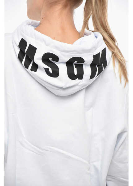 Bluze de trening MSGM Cotton Hoodie With Contrasting Logo White Femei (BM 19307963) 3