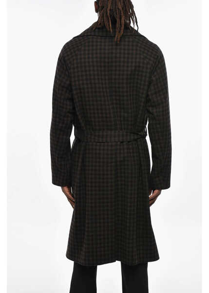 Paltoane HEVO Two-Tone Checked Brindisi Double-Breasted Coat Brown Barbati (BM 19307969) 2