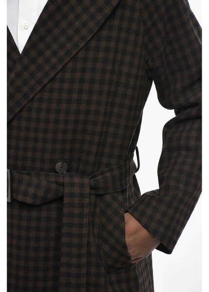 Paltoane HEVO Two-Tone Checked Brindisi Double-Breasted Coat Brown Barbati (BM 19307969) 3