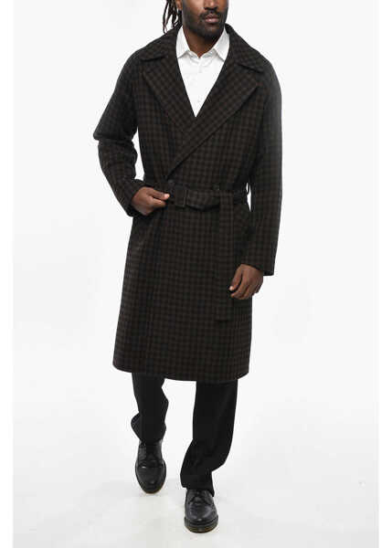 Paltoane HEVO Two-Tone Checked Brindisi Double-Breasted Coat Brown Barbati (BM 19307969) 4