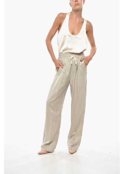 Pantaloni casual Isabel Marant Etoile Elastic Waistbanded Vinciane Pants Beige Femei (BM 19307972) 4