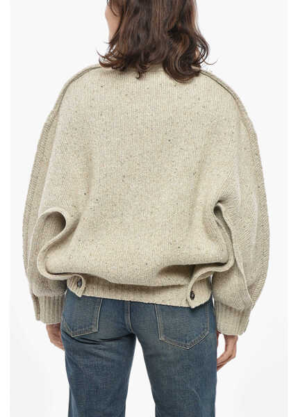 Pulovere casual Bottega Veneta Turtleneck Wool Blend Pullover With Balloon Sleeves Beige Femei (BM 19307981) 2