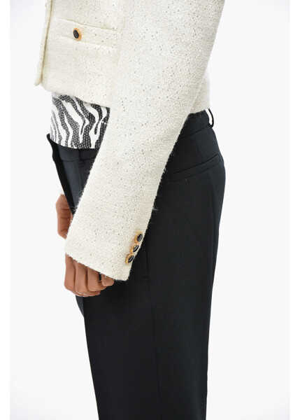 Sacouri Alessandra Rich Sequined Tweed Blazer With Jewel Buttons White Femei (BM 19307984) 2