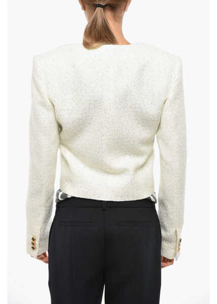 Sacouri Alessandra Rich Sequined Tweed Blazer With Jewel Buttons White Femei (BM 19307984) 3