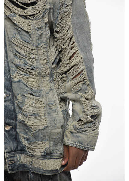 Geci de blugi Rick Owens Luxor Distressed Denim Jumbo Worker Jacket Blue Barbati (BM 19307990) 3
