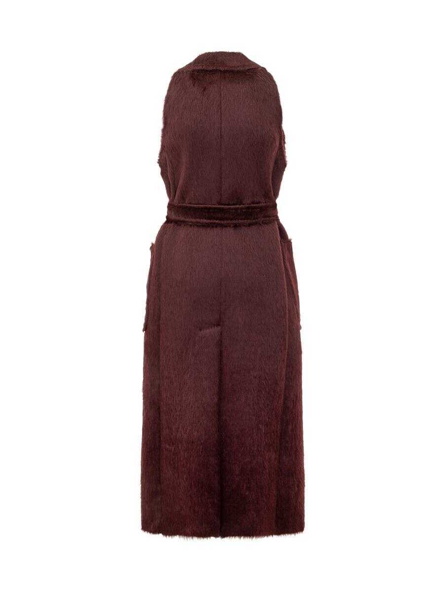 Geci Max Mara Max Mara Max Mara Bordeaux Wool Long Vest With Belt RED Femei (BM 19321674) 2