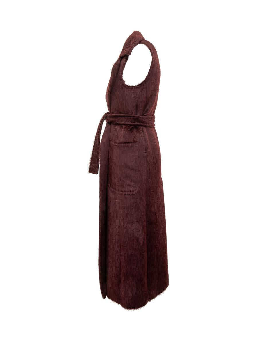 Geci Max Mara Max Mara Max Mara Bordeaux Wool Long Vest With Belt RED Femei (BM 19321674) 3