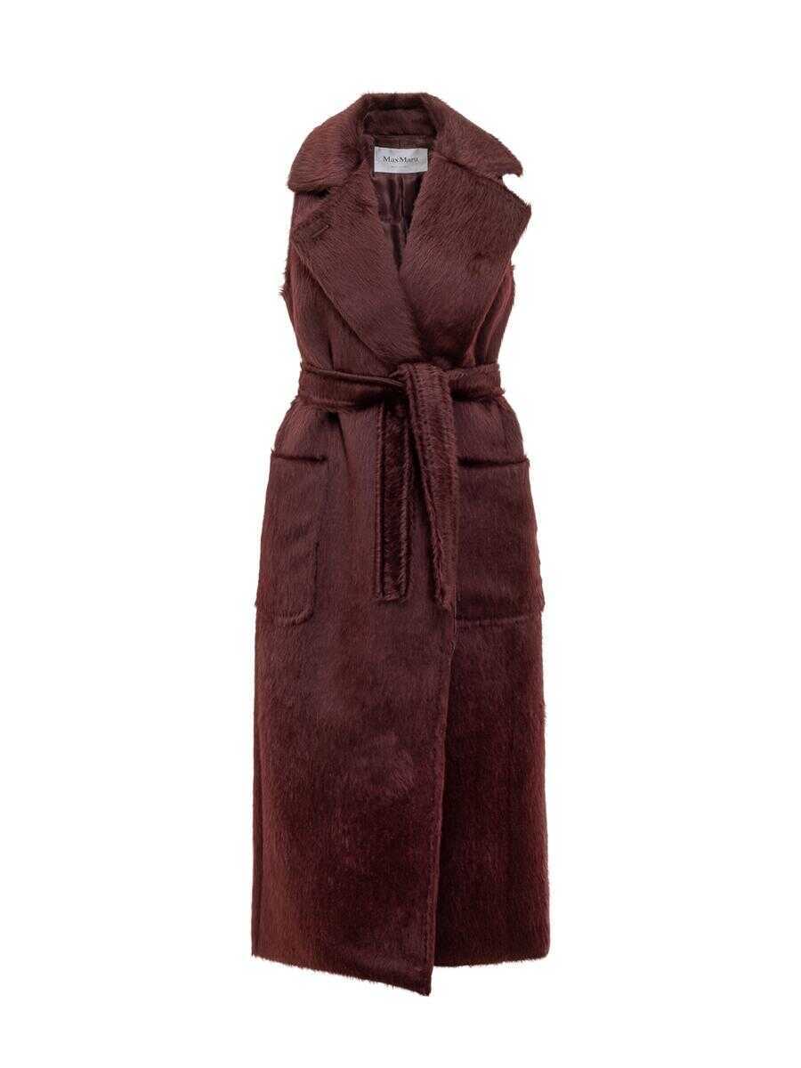 Geci Max Mara Max Mara Max Mara Bordeaux Wool Long Vest With Belt RED Femei (BM 19321674) 1