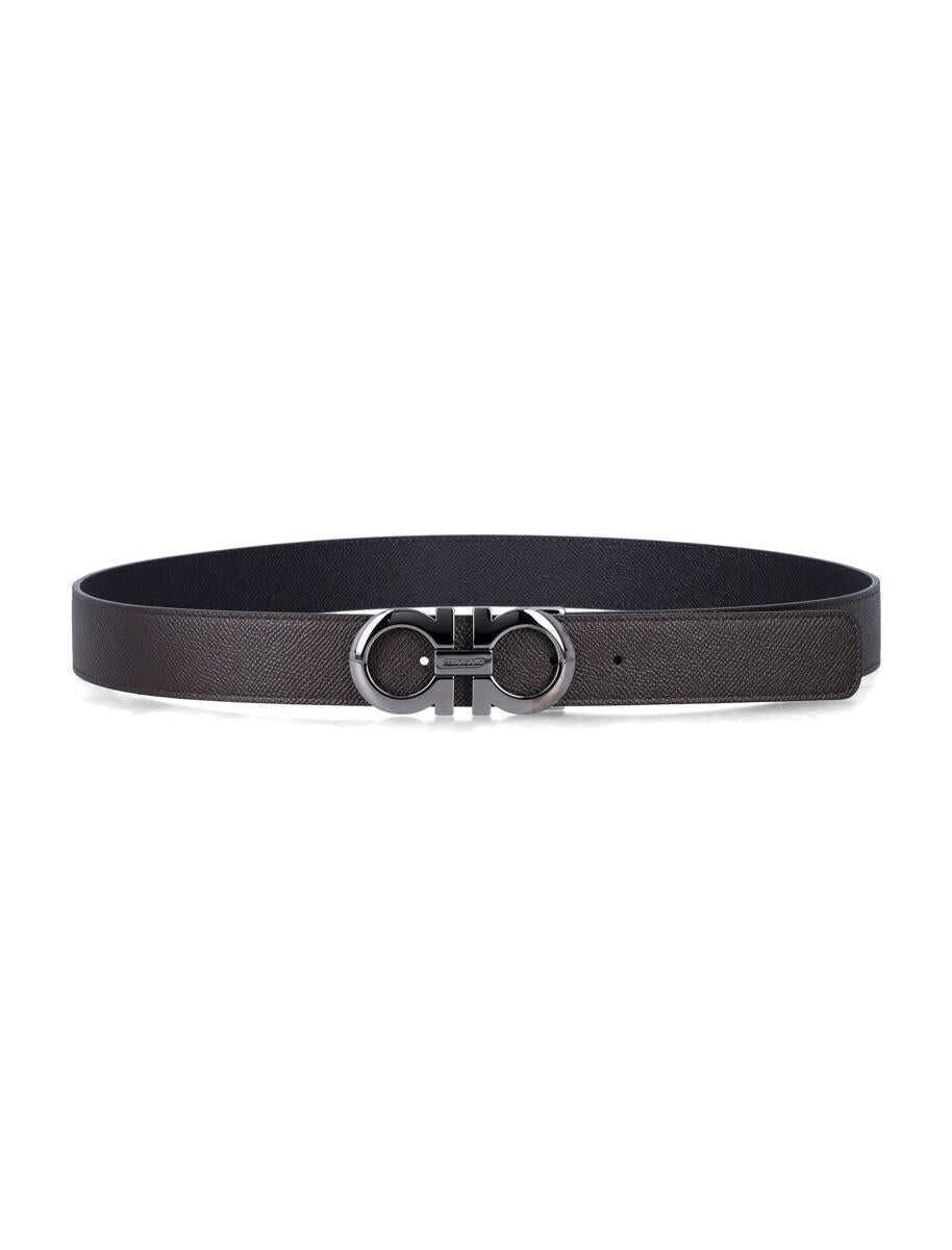 Curele Salvatore Ferragamo Salvatore Ferragamo Hammered Leather Reversible Gancini Belt T.MORO Barbati (BM 19321947) 2