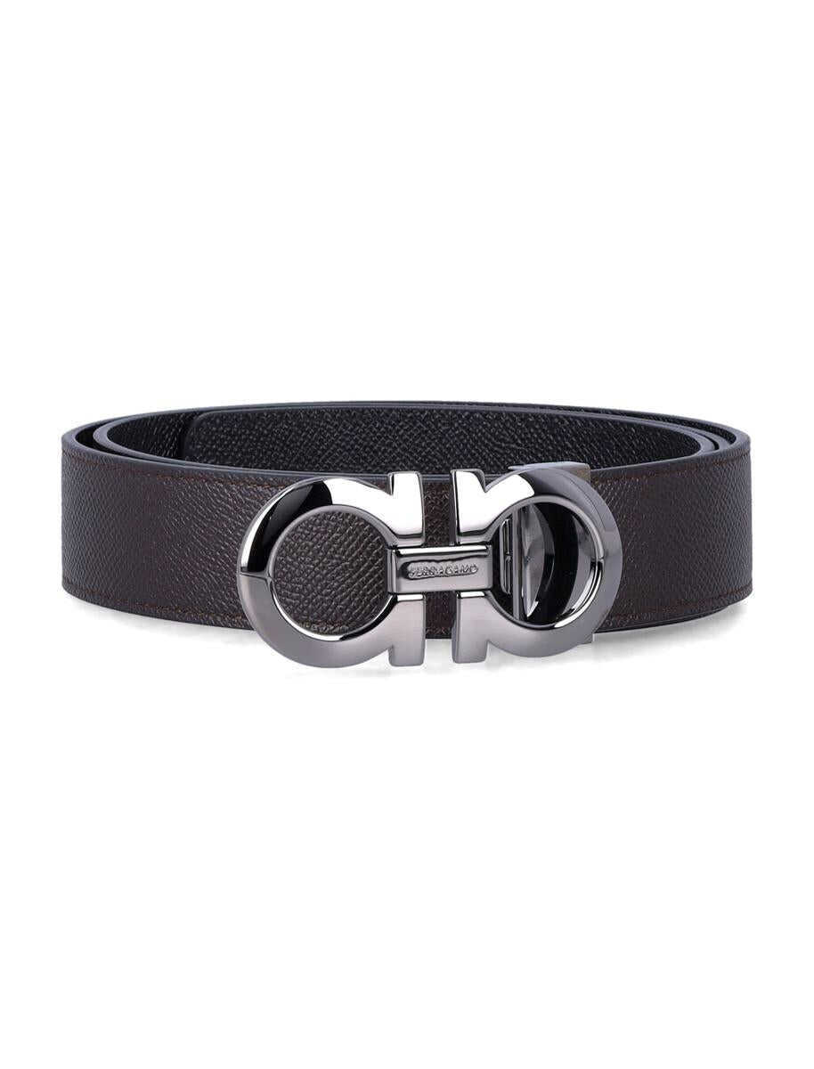 Curele Salvatore Ferragamo Salvatore Ferragamo Hammered Leather Reversible Gancini Belt T.MORO Barbati (BM 19321947) 1