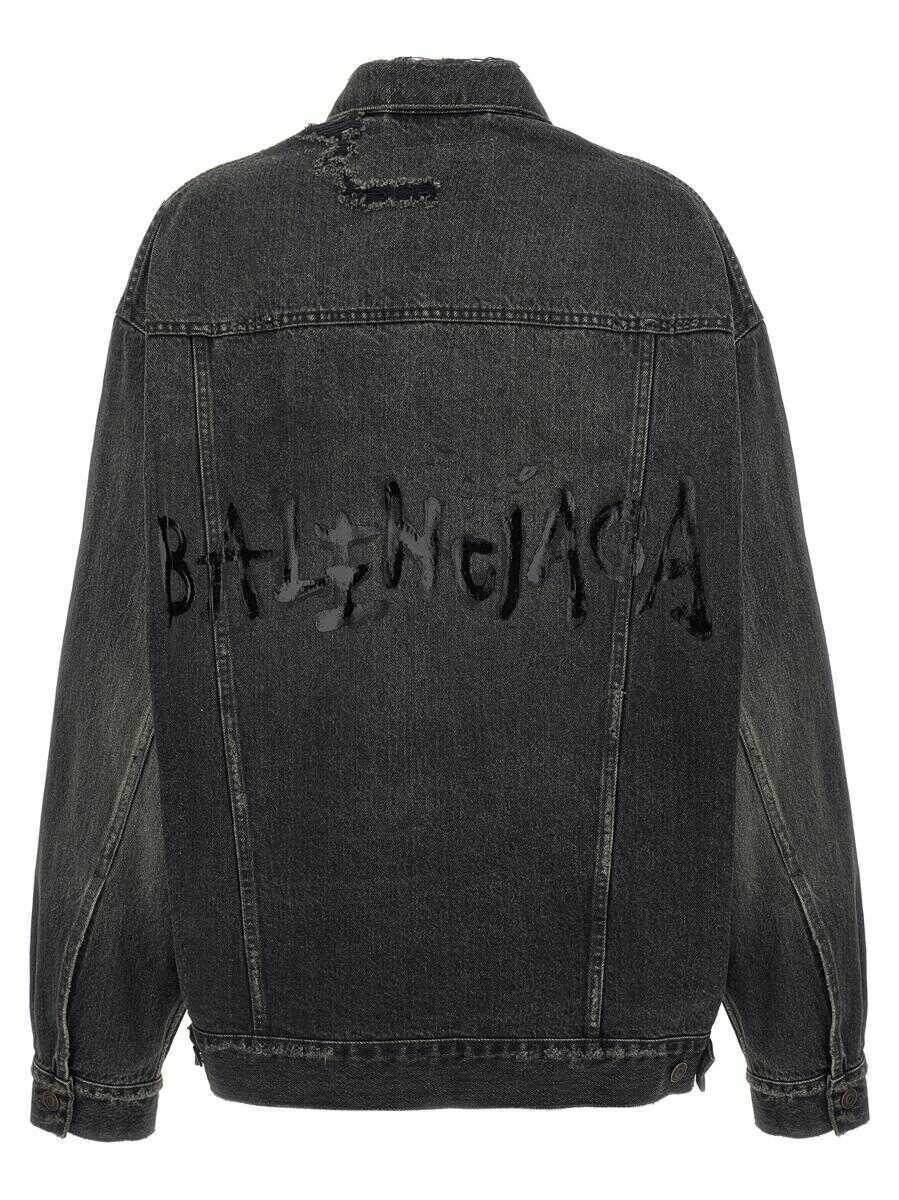 Geci Balenciaga Balenciaga Denim Jacket With Used Effect GRAY Femei (BM 19322640) 2