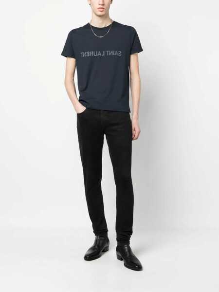 Tricouri Saint Laurent Saint Laurent Saint Laurent Reverse T-Shirt BLUE Barbati (BM 19322649) 2