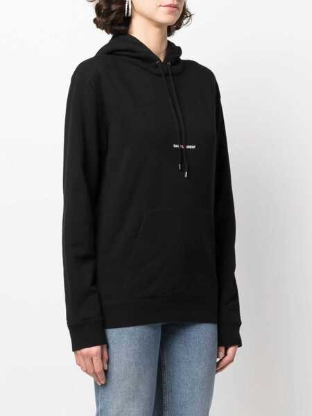 Bluze de trening Saint Laurent Saint Laurent Logo Print Hoodie Black Femei (BM 19322679) 3