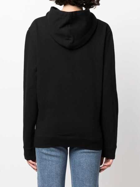 Bluze de trening Saint Laurent Saint Laurent Logo Print Hoodie Black Femei (BM 19322679) 4