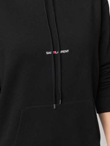 Bluze de trening Saint Laurent Saint Laurent Logo Print Hoodie Black Femei (BM 19322679) 5