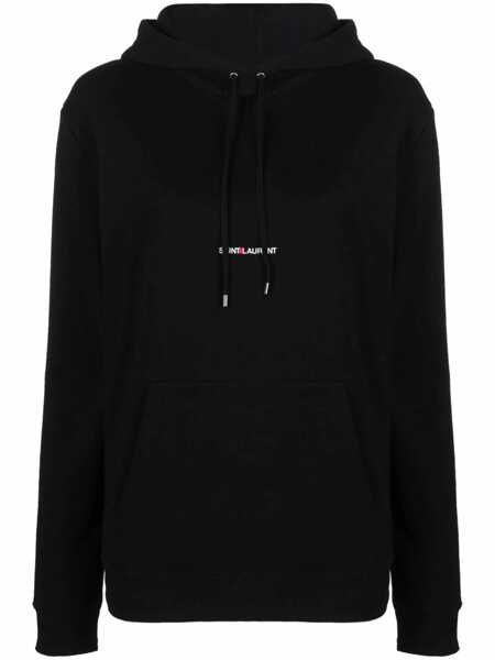 Bluze de trening Saint Laurent Saint Laurent Logo Print Hoodie Black Femei (BM 19322679) 1