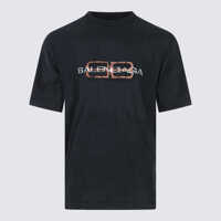 Tricouri Balenciaga Black Cotton T-Shirt Barbati