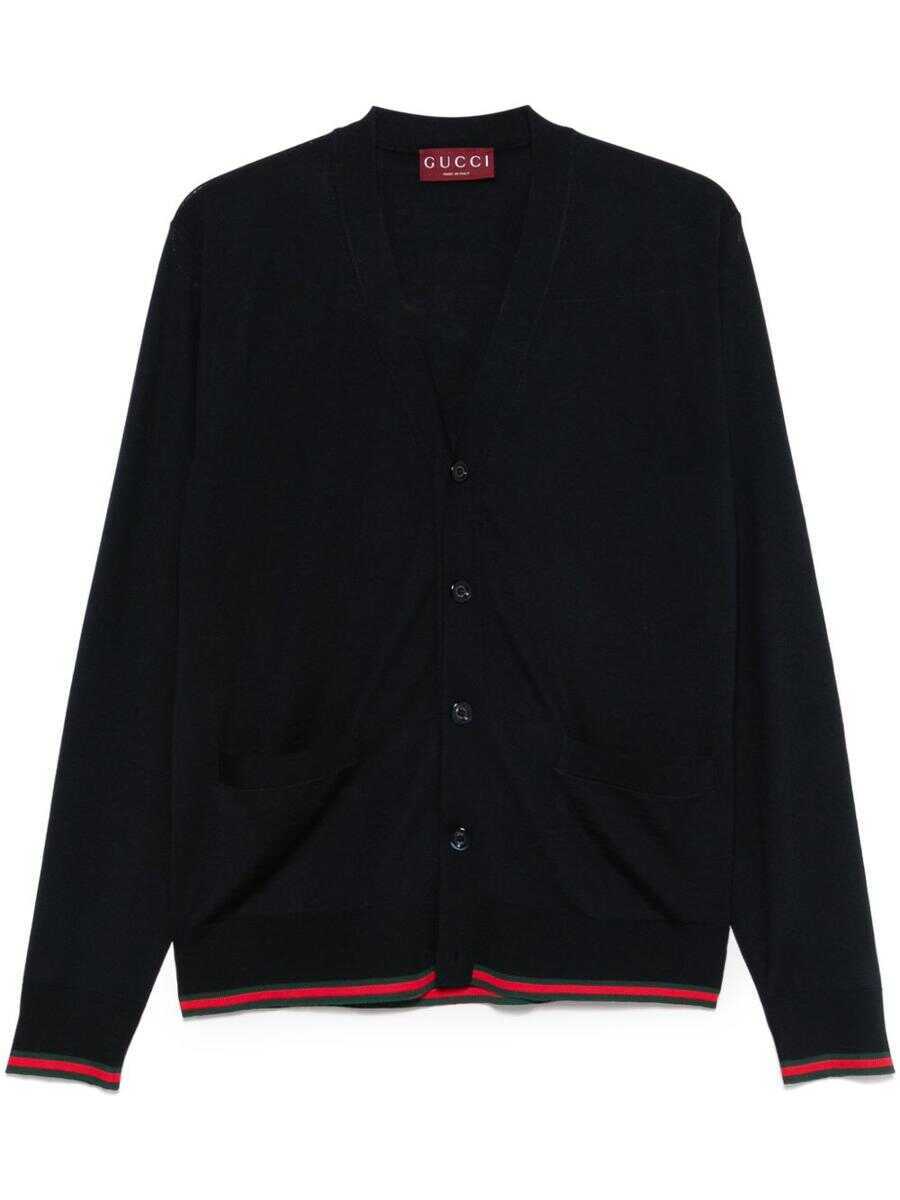 Cardigane Gucci Gucci Web Detail Wool Cardigan BLUE Barbati (BM 19323780) 1