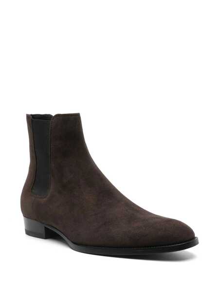 Bocanci Saint Laurent Saint Laurent Wyatt Chelsea Boots BROWN Barbati (BM 19324236) 2