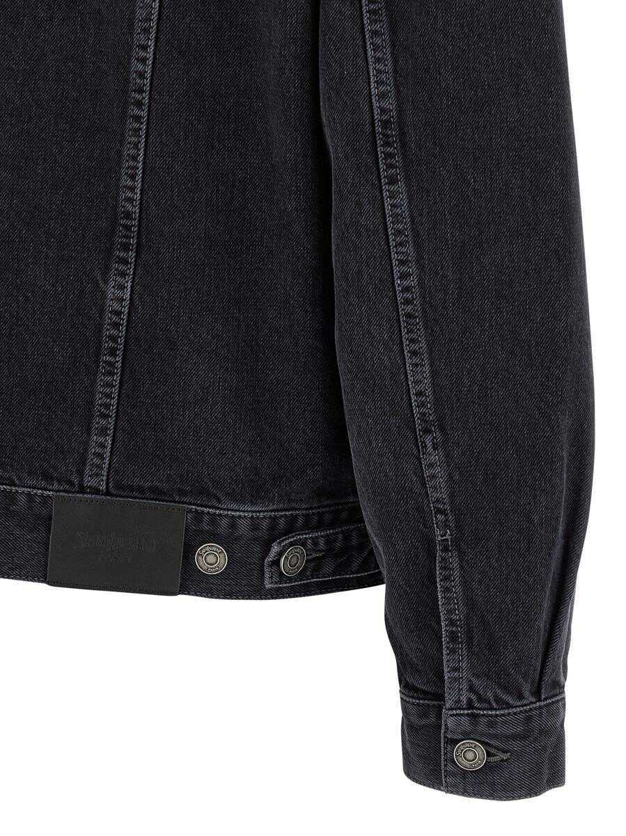 Geci Saint Laurent Saint Laurent Trucker Jacket Black Barbati (BM 19324275) 4