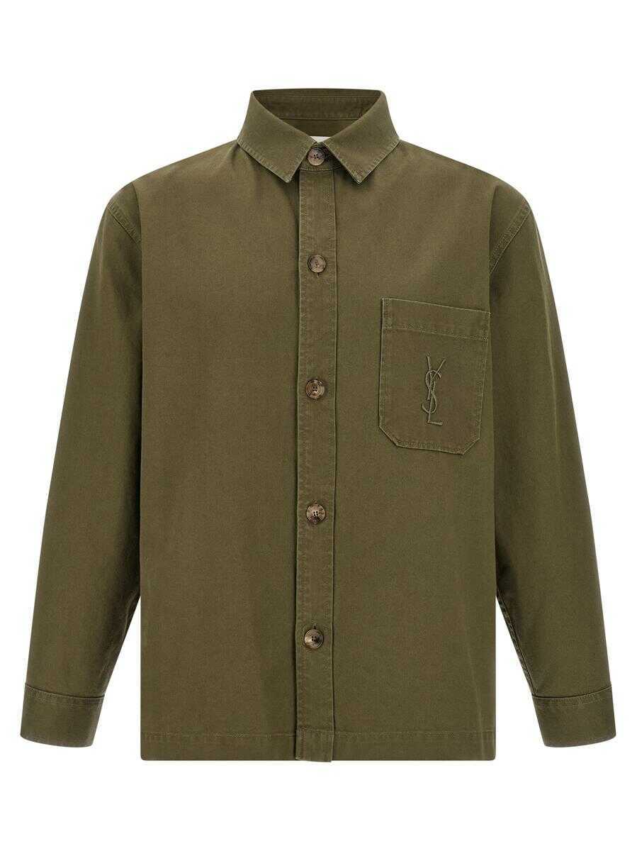 Camasi Saint Laurent Saint Laurent Cassandre Overshirt GREEN Barbati (BM 19325004) 1