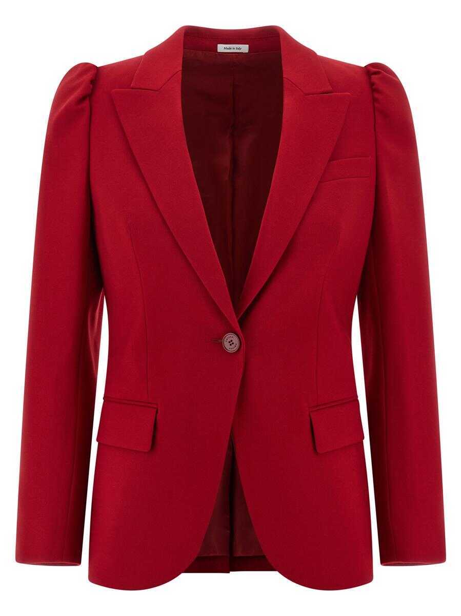Geci Alexander McQueen Alexander McQueen Single-Breasted Blazer RED Femei (BM 19325301) 1