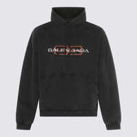 Pulovere Balenciaga Black Cotton Sweatshirt Barbati