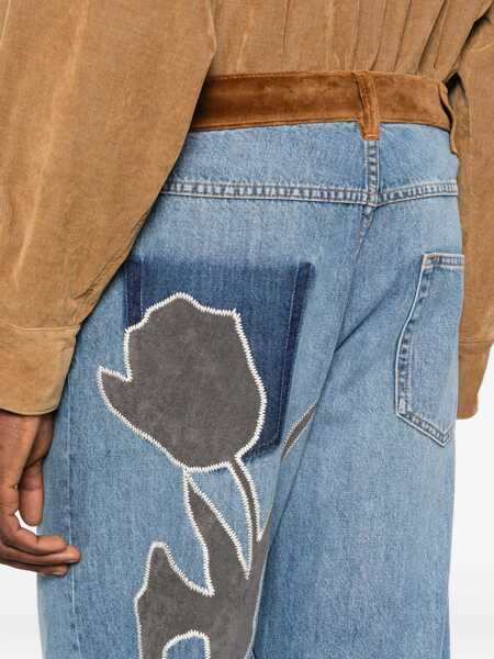 Blugi Marni Marni Jeans With Velvet Trim And Floral Appliques BLUE Barbati (BM 19325664) 5